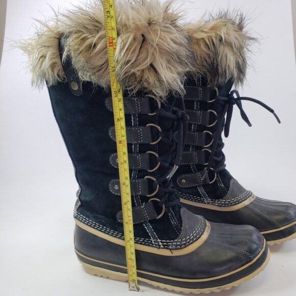Sorel Joan Of Arctic Tall Snow Winter Boots Women’s Sz 7 Black Faux Fur - Picture 12 of 12
